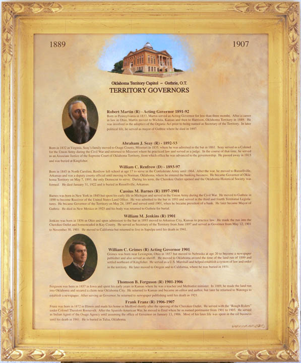 Territorial Governors Information Framed