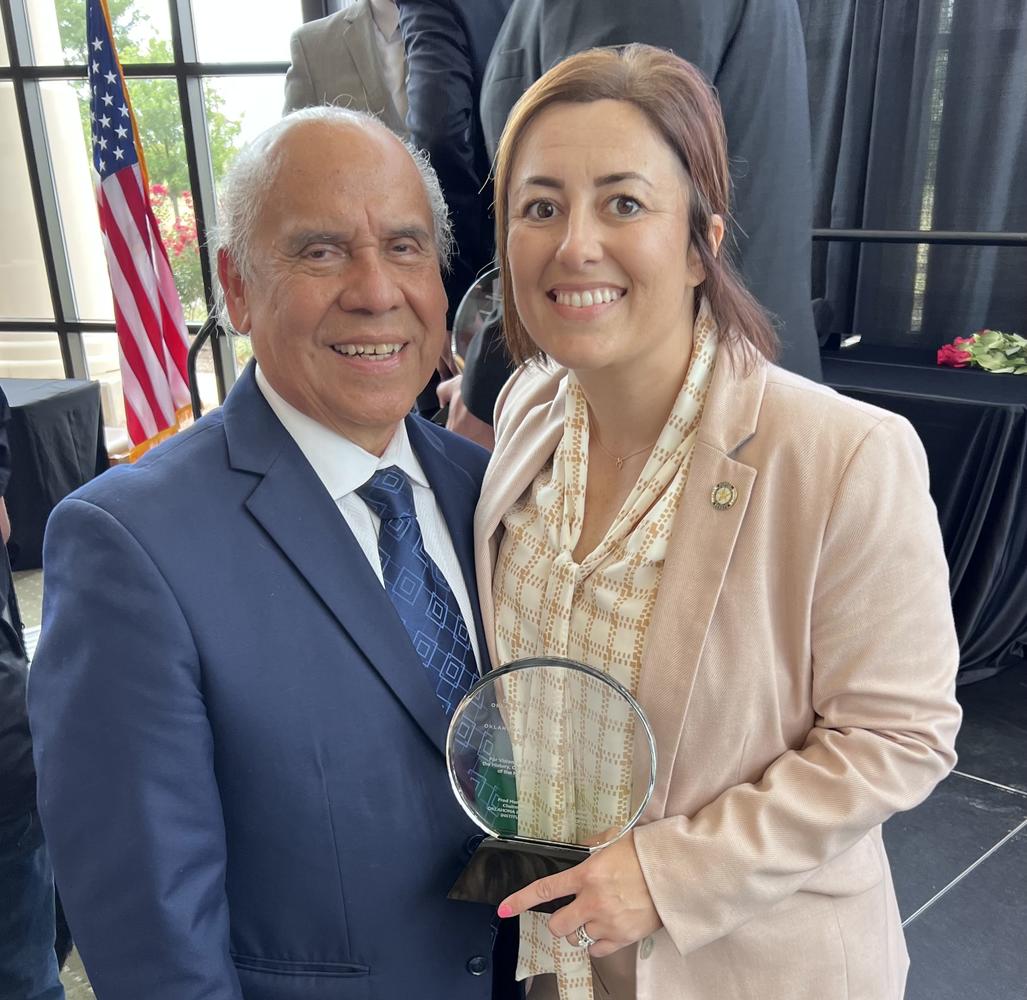 Oklahoma Hispanic Chairman Fred Mendoza congratulates Sen. Jessica Garvin on being named as one of their “Top 40 Oklahoma Hispanic Leader” Award recipients.