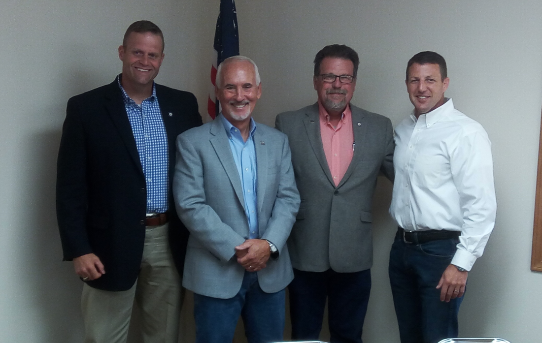 From left to right, State Representative Josh West, ReMax Grand Lake Owner and Broker Chuck Perry, State Senator Micheal Bergstrom and Congressman Markwayne Mullin gathered on Tuesday, August 23 at the Northeast Board of Realtors meeting in Grove.