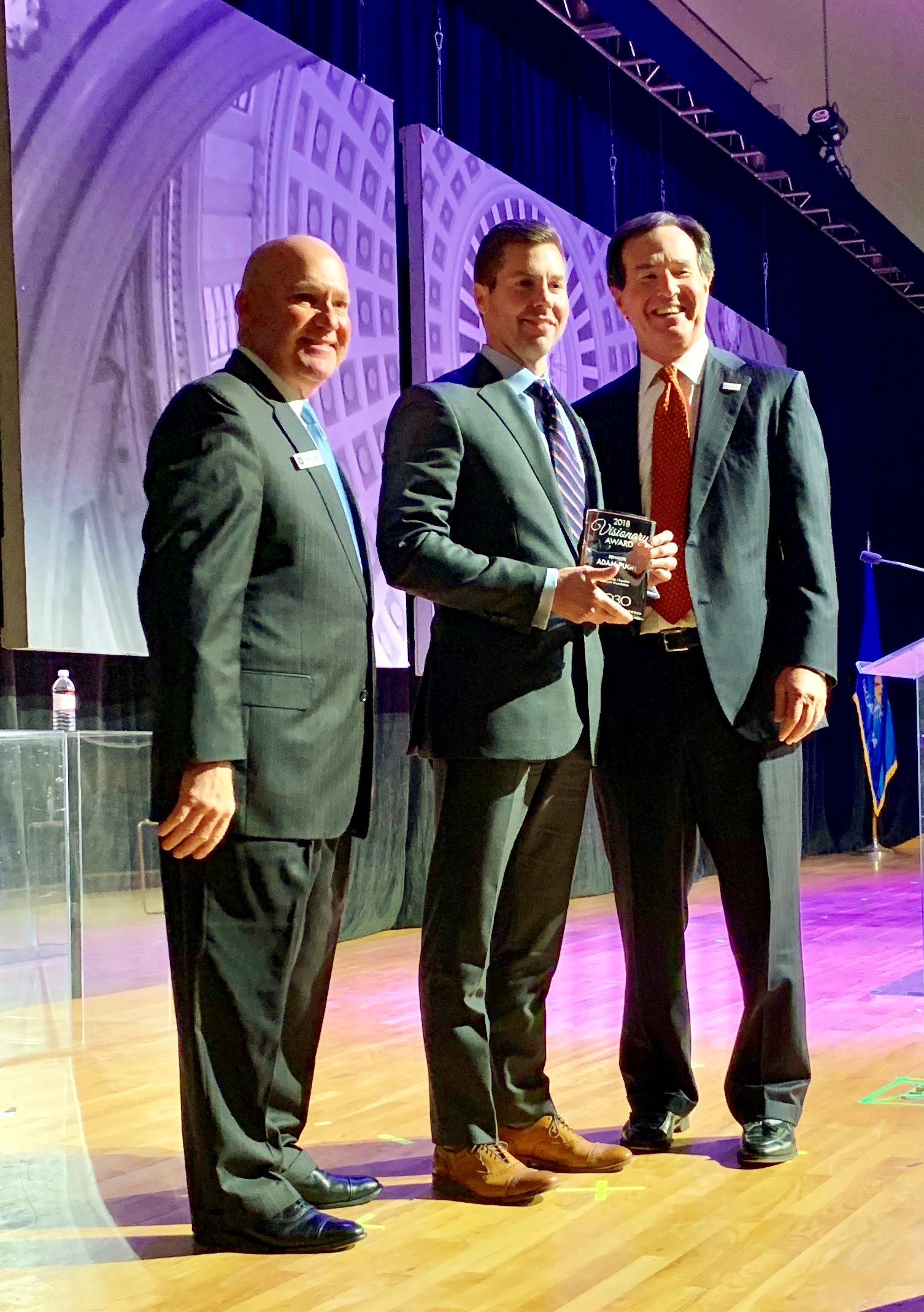 Senator Adam Pugh, R-Edmond (center,) was joined at the State Chamber’s Public Affairs Forum last week by Mark Funke (left), Chairman of the State Chamber of Oklahoma Board of Directors and President, Southwest Division of Simmons Bank, and Fred Morgan (right), President and CEO, State Chamber of Oklahoma.