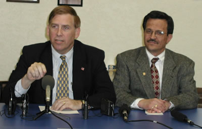 Senator Keith Leftwich and Representative Al Lindley discuss legislation to fight prostitution