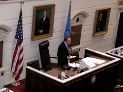 Senate President Pro Tempore Cal Hobson addresses the Senate