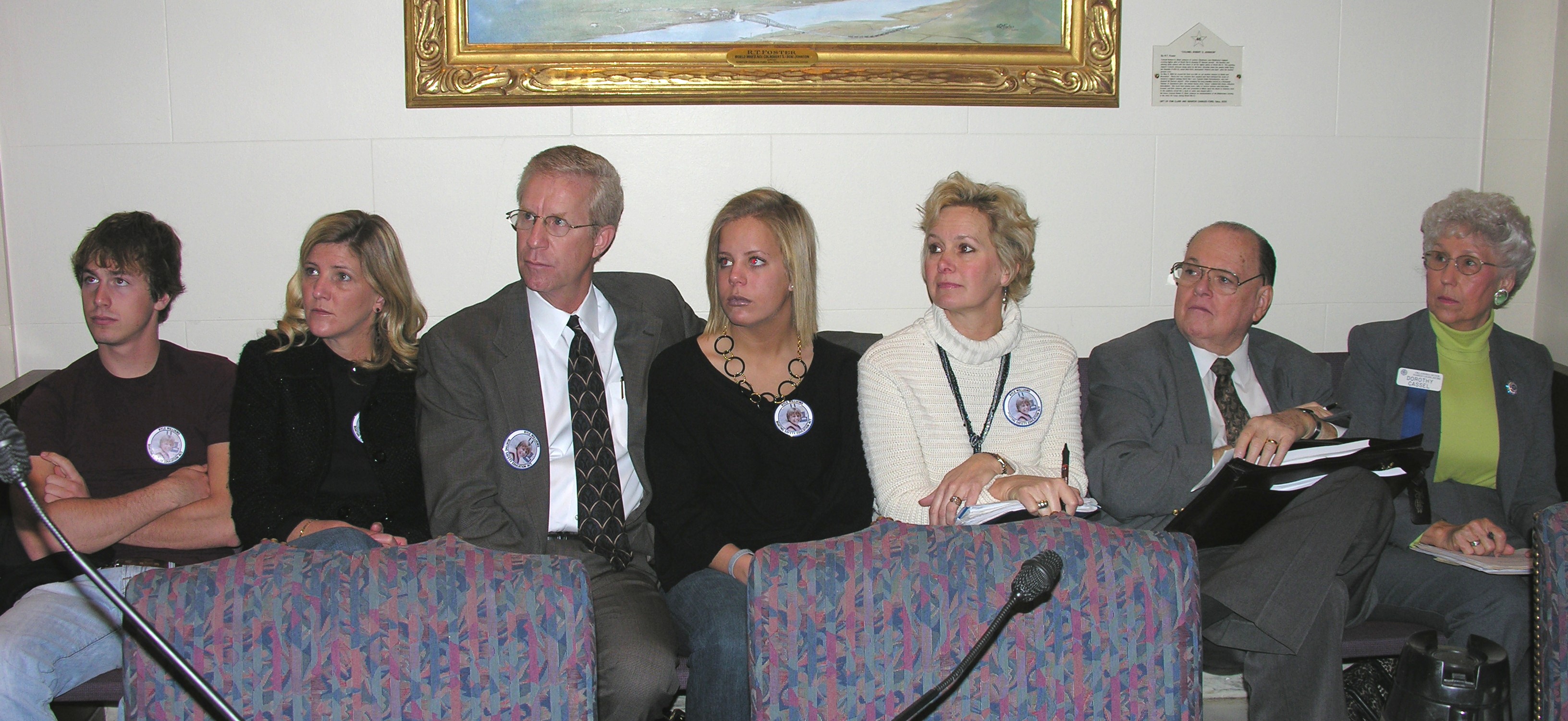 Friends and family of Kyle Williams, including parents Will and Sue, listen to testimony in support of SB 1495, the Kyle Williams Boating Safety Education Act.