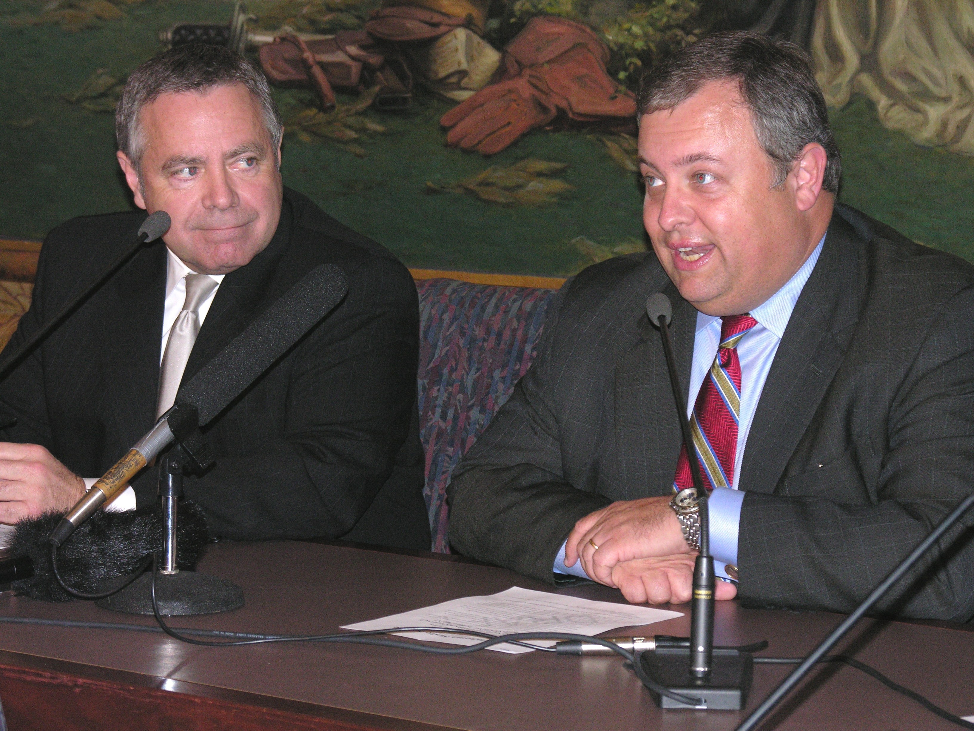 Senator Morgan and Senator Coffee speak with the press about power sharing-agreement