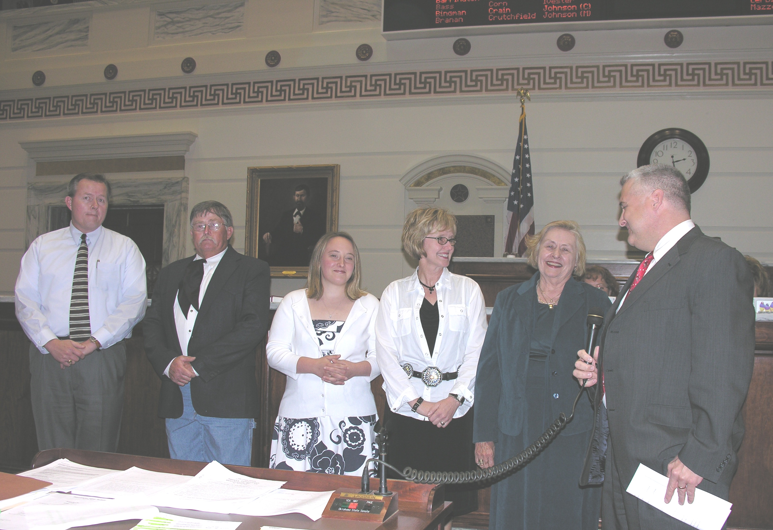 Robbie Kerr and members of the Kerr family are introduced to the Senate by Sen. Mike Schulz