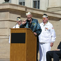 USS Oklahoma Survivor Paul Goodyear tells crowd "This is a wonderful day."