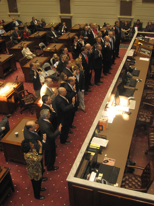 New and returning members of the Senate were sworn in Tuesday in the Senate Chamber.
