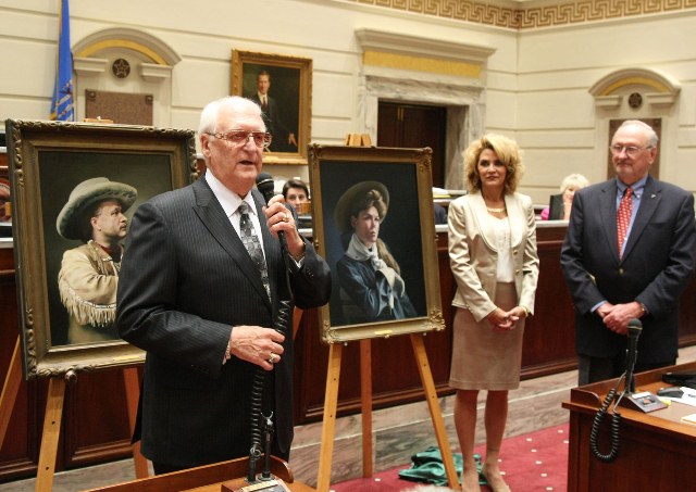 Portraits' sponsor Bob Funk thanks Charles Ford and the Senate Preservation Fund for  capturing Oklahoma's proud Western heritage.