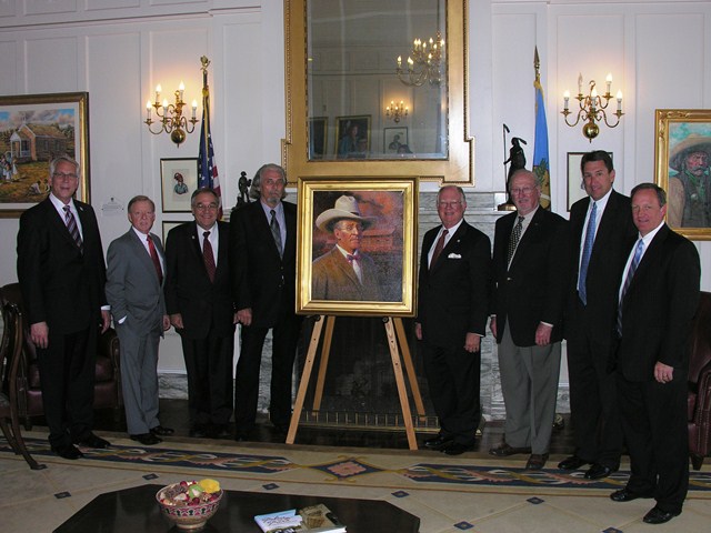 A portrait of Frank Phillips, founder of the Phillips Petroleum Company, was dedicated Wednesday in the Senate