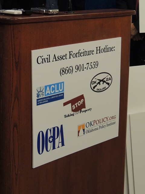The creation of a hotline for victims of asset forfeiture was announced at the press conference on Thursday.