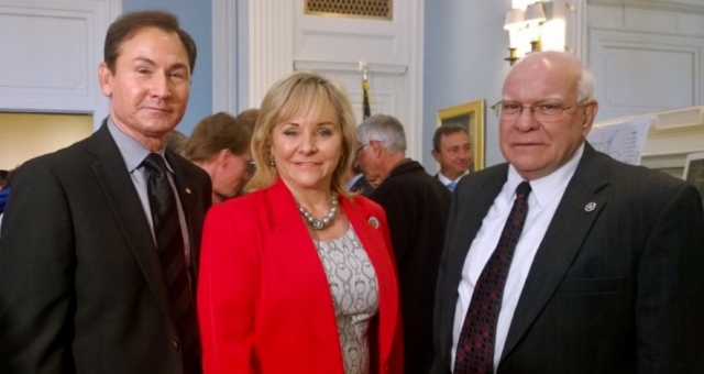 Sen. Ron Sharp, Gov. Mary Fallin, and Transportation Sec. Gary Ridley at the state Capitol Thursday  where an $800 million transportation project was announced which includes a new spur connecting I-40 in eastern Oklahoma County to the Turner Turnpike.