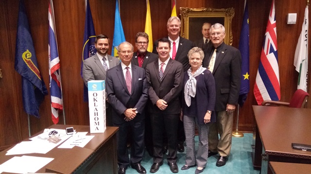 (Pictured L-R) The Oklahoma delegation for the Balanced Budget Amendment Planning Convention includes (Back Row) Sen. Nathan Dahm, Sen. Micheal Bergstrom, Rep. Mark Lepak, former Rep. Gary Banz (Front Row) Attorney Marc Nuttle, Rep. John Bennett and Sen.